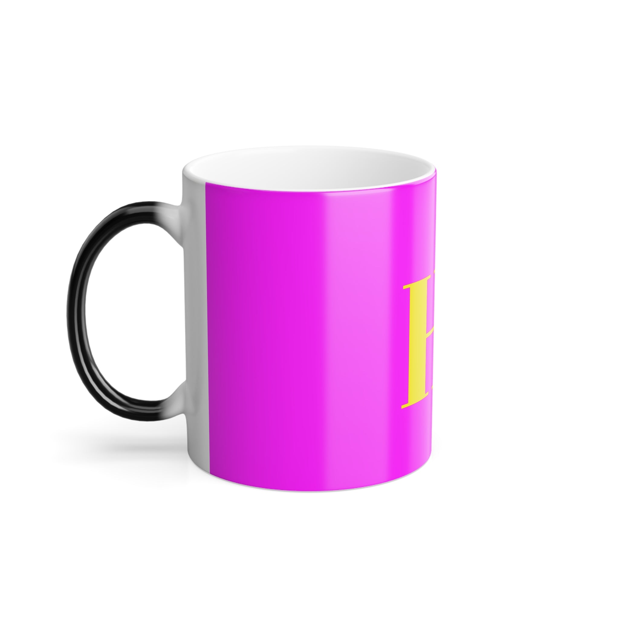 Color-Changing Mug — Bright Pink "Hi!" 11oz Heat Reveal Coffee Cup