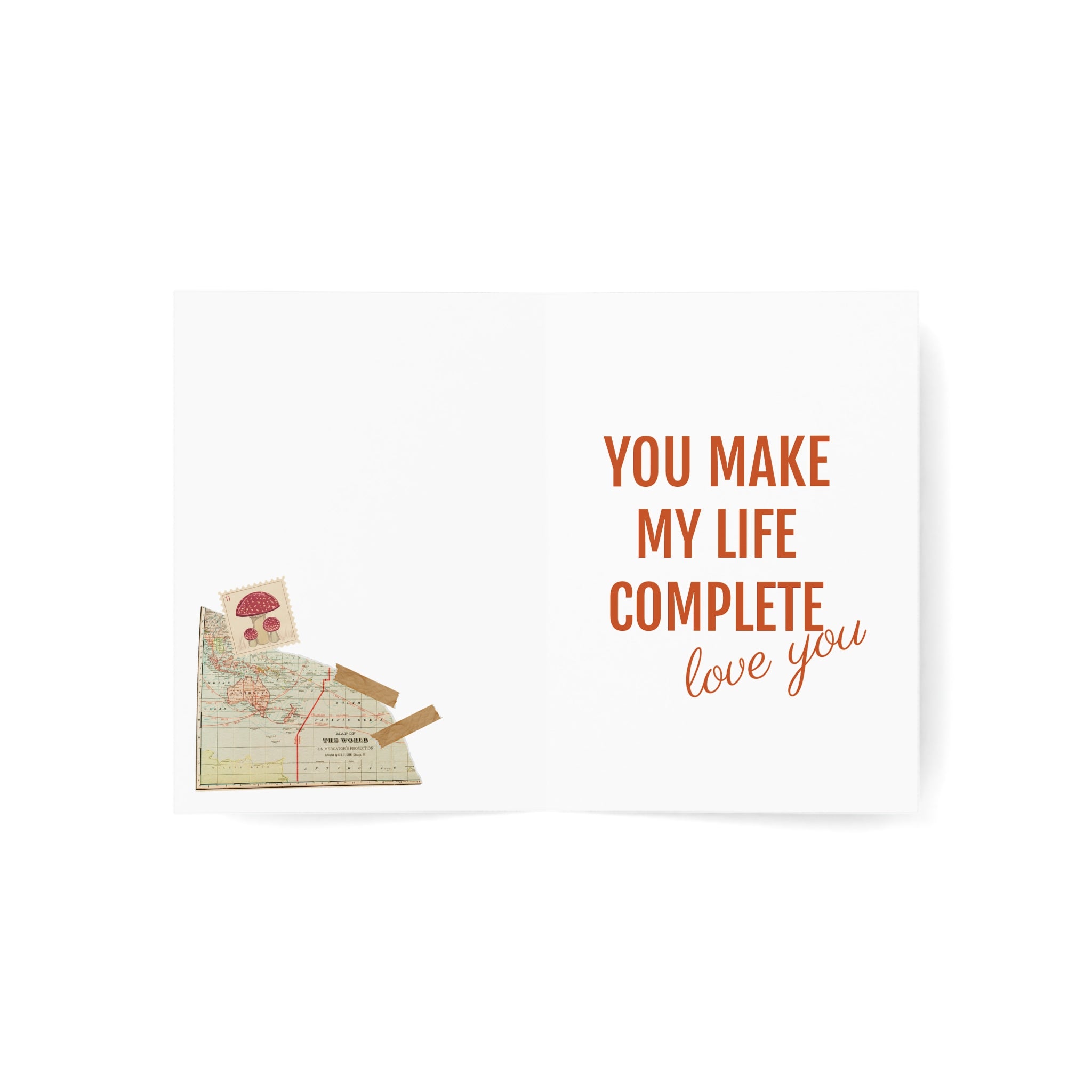 Greeting Card — Vintage Floral Collage with 'It's a Beautiful Life' & KISS