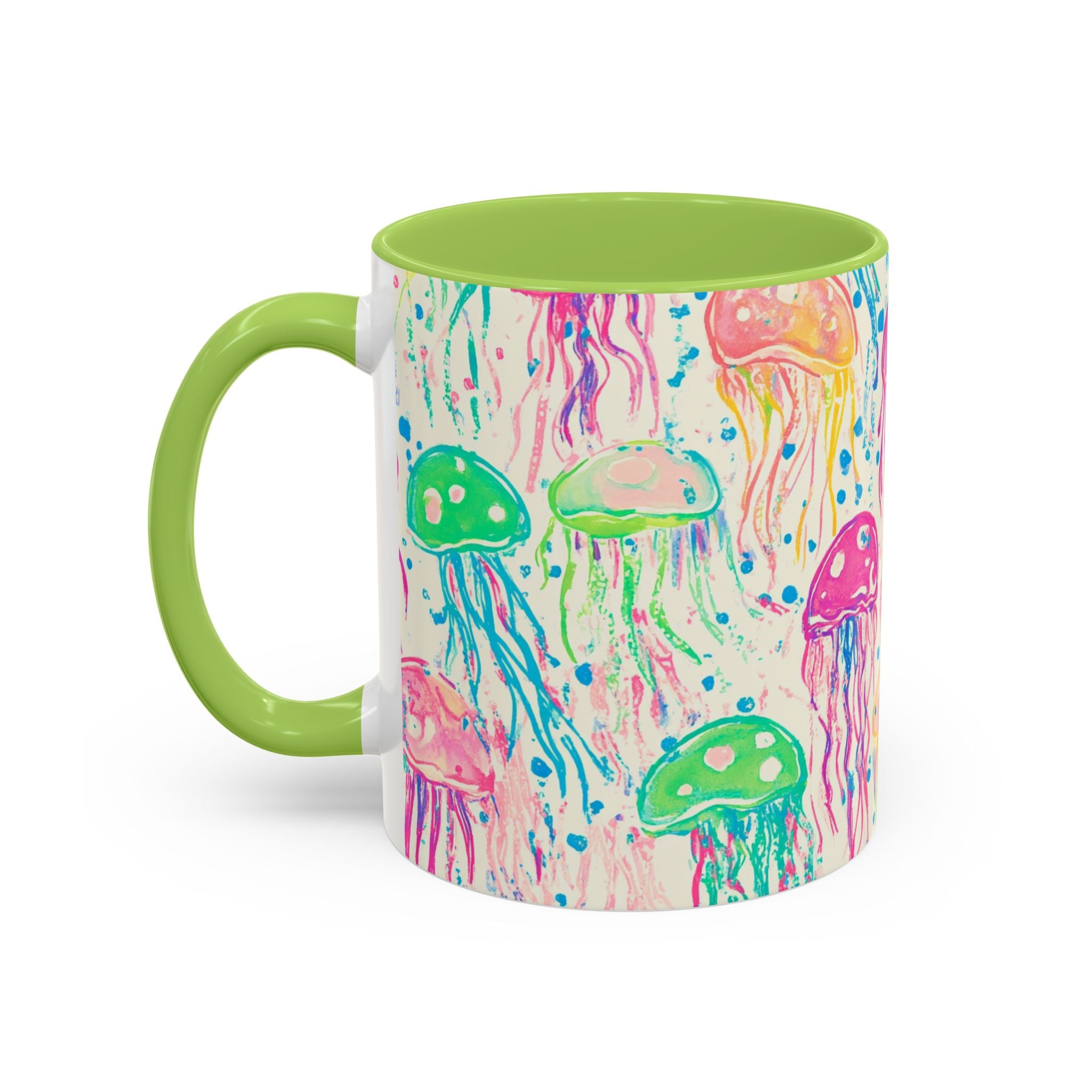 Colorful Jellyfish Accent Coffee Mug — Pink Interior Ocean Art 11/15oz
