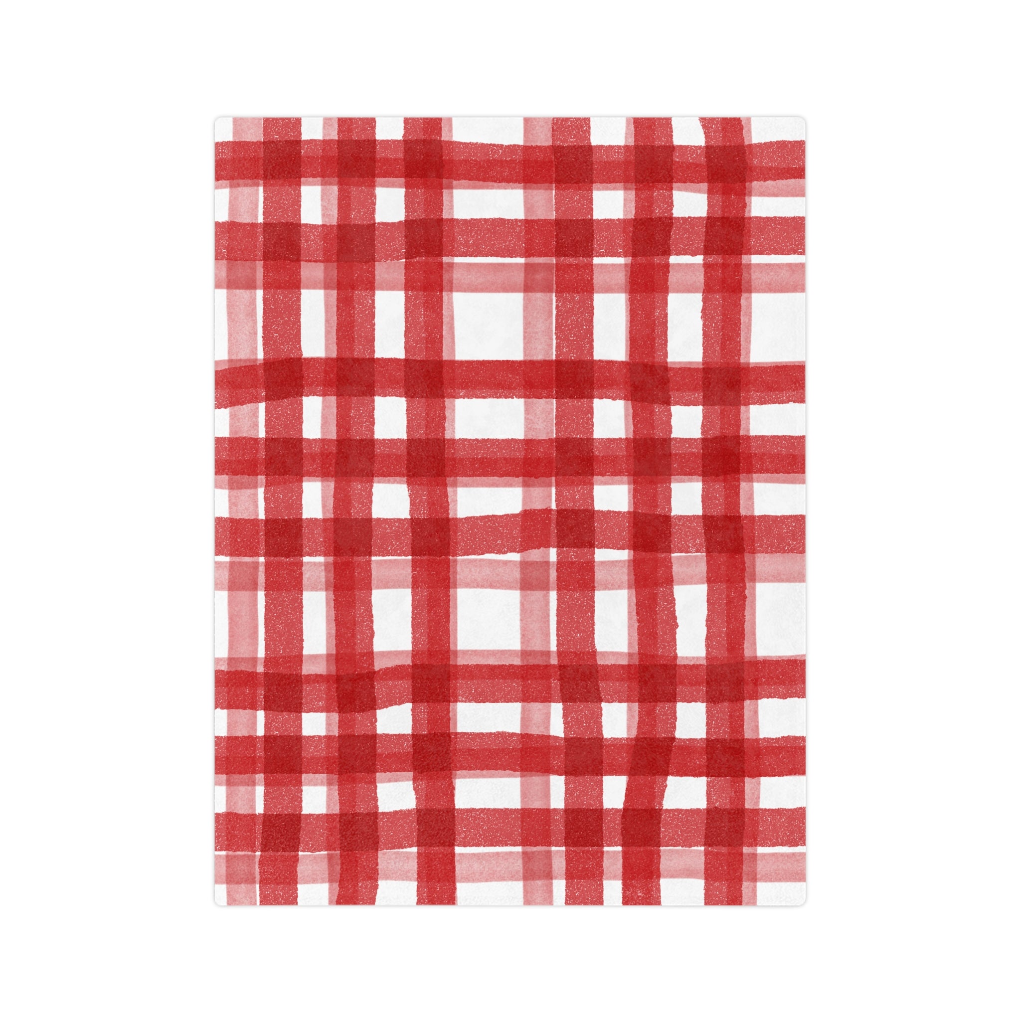 Red Watercolor Plaid Velveteen Microfiber Blanket — Cozy Holiday Throw
