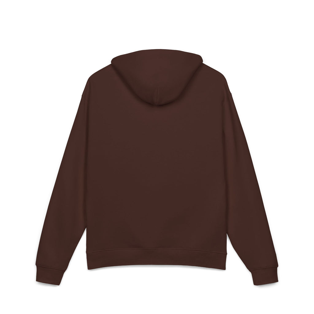 Relaxed Hoodie — Cozy Brown Floral Script Logo Pullover