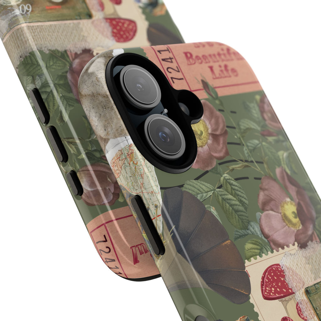 Vintage Floral Collage Phone Case — 'Beautiful Life' Retro Garden Design