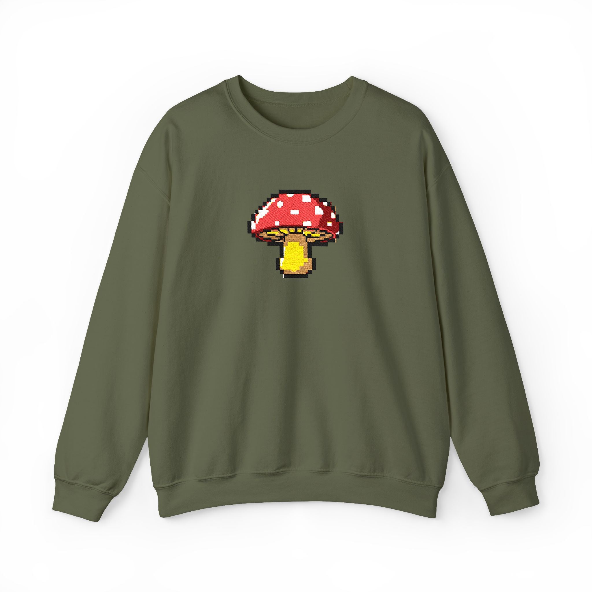 Pixel Mushroom Crewneck Sweatshirt — Cute Retro 8‑Bit Fungi Sweatshirt