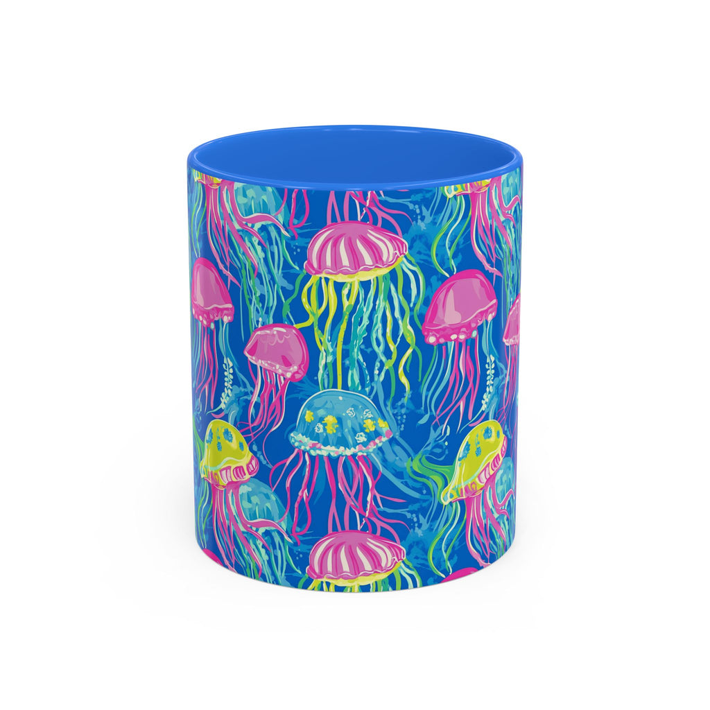 Colorful Jellyfish Ceramic Mug (11oz & 15oz) – Neon Ocean Art Coffee Cup