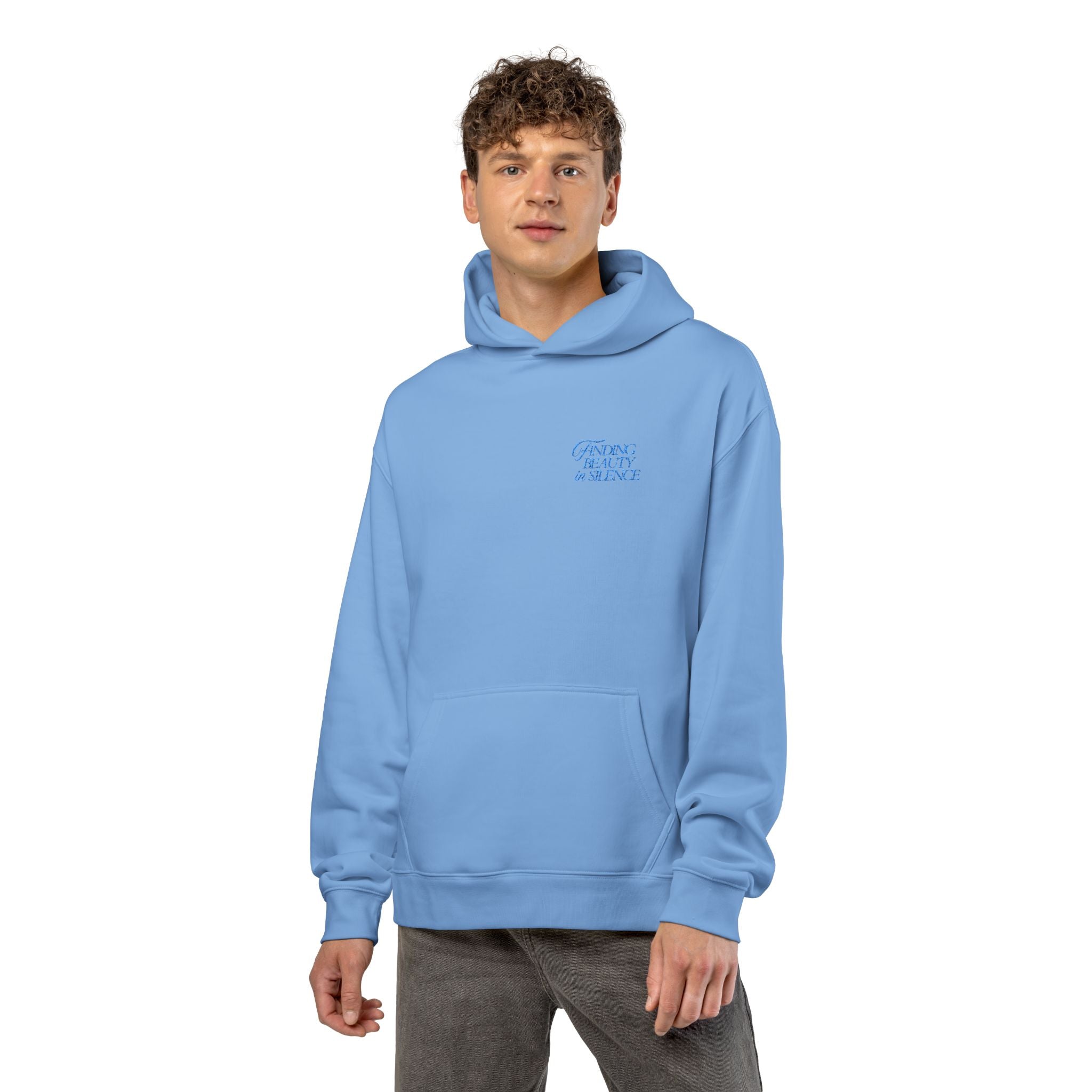 Relaxed Hoodie — Cozy Brown Floral Script Logo Pullover